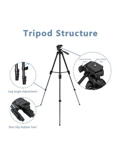 TYCOM Tripod Stand 53" Extendable Mini Cell Phone Tripod with Portable Pouch, Bluetooth Remote Shutter and Phone Mount for iPhone/Android Phone/Gopros/DSLR Cameras  - Image 3