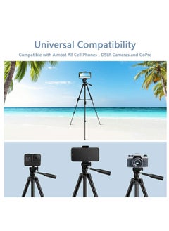 TYCOM Tripod Stand 53" Extendable Mini Cell Phone Tripod with Portable Pouch, Bluetooth Remote Shutter and Phone Mount for iPhone/Android Phone/Gopros/DSLR Cameras  - Image 4