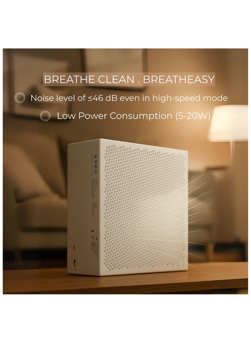 Breatheasy Air Purifiers Breatheasy Oasis | Compact H13 HEPA Air Purifier for Bedroom | PM2.5, Smoke & Odor Remover | Air Quality Sensor | Quiet ≤46 dB | Covers 20–30 m² | Formaldehyde & NO₂ Removal - Image 4