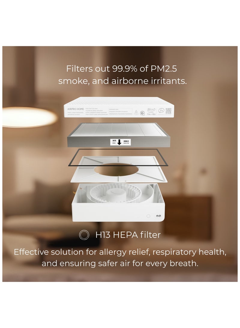Breatheasy Air Purifiers Breatheasy Oasis | Compact H13 HEPA Air Purifier for Bedroom | PM2.5, Smoke & Odor Remover | Air Quality Sensor | Quiet ≤46 dB | Covers 20–30 m² | Formaldehyde & NO₂ Removal - Image 5