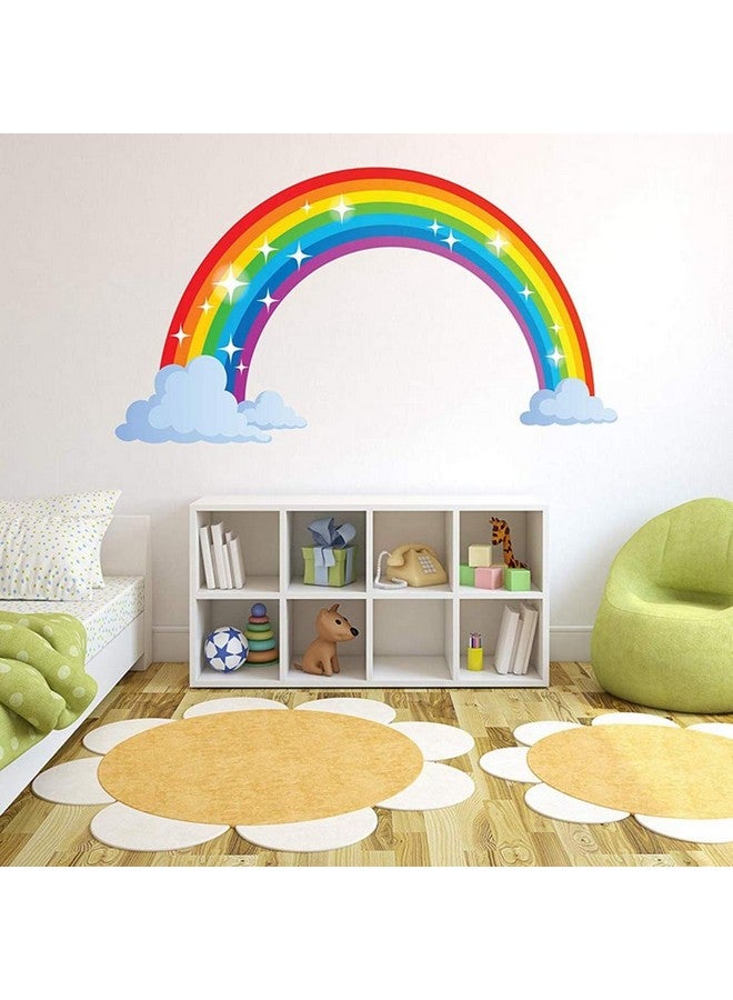 Kiddale Rainbow Wall Decals Wich Clouds Peel And Stick Removable Wall Stickers For Kids Nursery Bedroom Living Roomwall Decor 28.7 X15.7Inch - Image 4