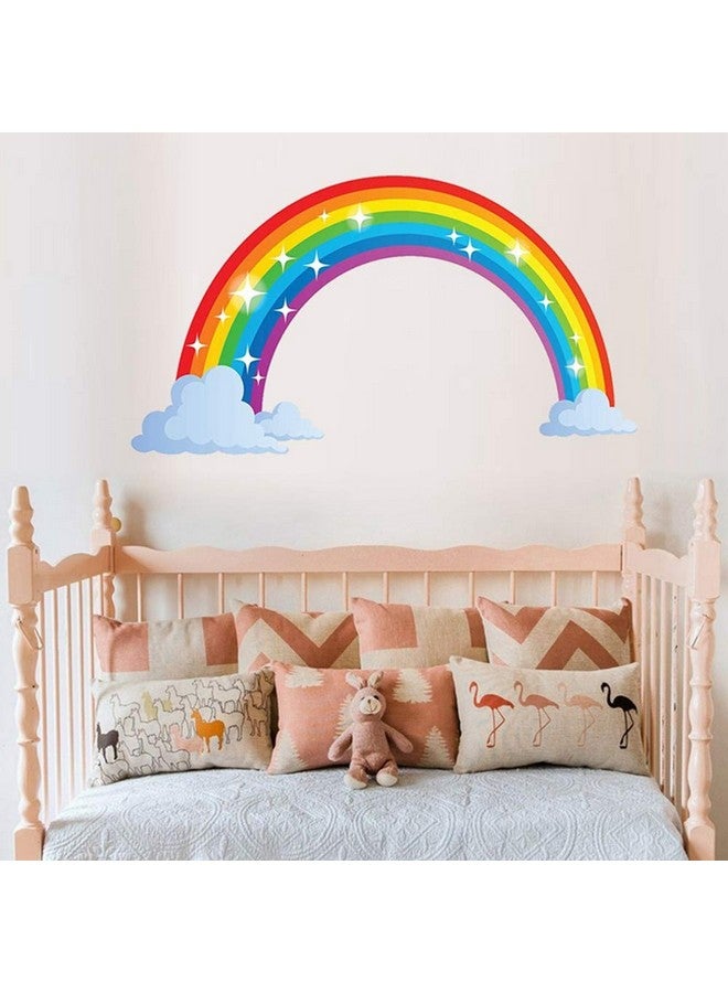 Kiddale Rainbow Wall Decals Wich Clouds Peel And Stick Removable Wall Stickers For Kids Nursery Bedroom Living Roomwall Decor 28.7 X15.7Inch - Image 5