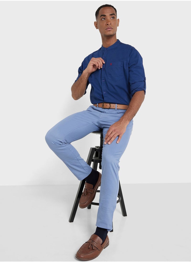 Thomas Scott - Thomas Scott Men Blue Slim Fit Casual Cotton Shirt - Image 1