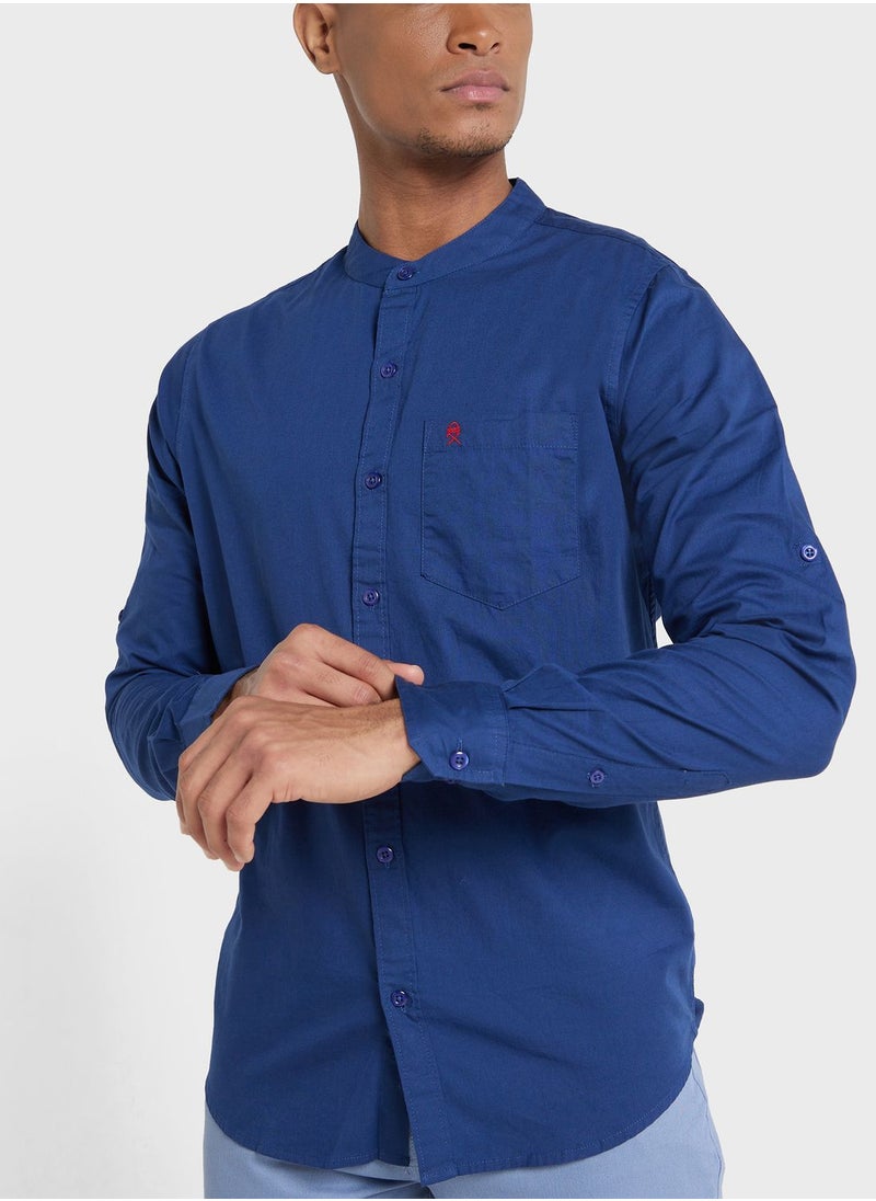 Thomas Scott - Thomas Scott Men Blue Slim Fit Casual Cotton Shirt - Image 1