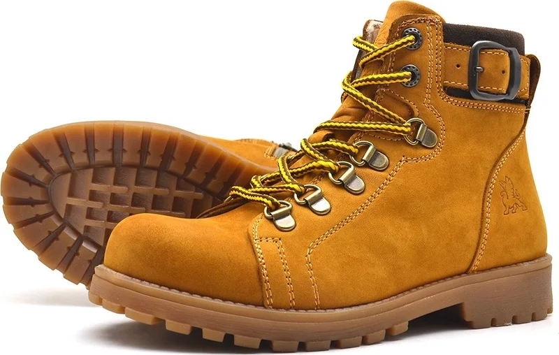 Raker Griffon Leather Yellow Zippered Shearling Kids Boots
