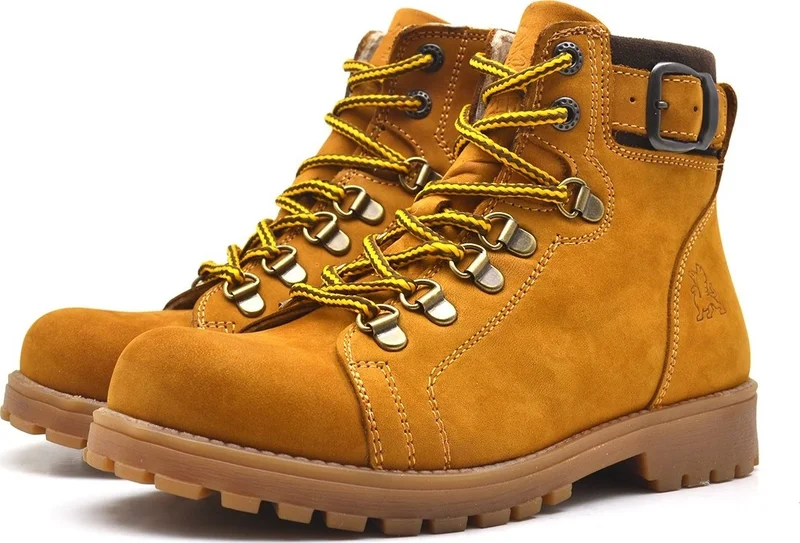 Raker Griffon Leather Yellow Zippered Shearling Kids Boots