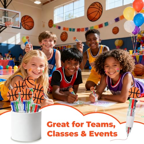 Zhirlyn Basketball Party Favors Basketball Pens Mini Multicolor Pen in One Cute Fun 4-in-1 Pens Bulk Cool Ballpoint Pen for Birthday Gifts Valentines day Teacher Supplies (Basketball, 12) - Image 5