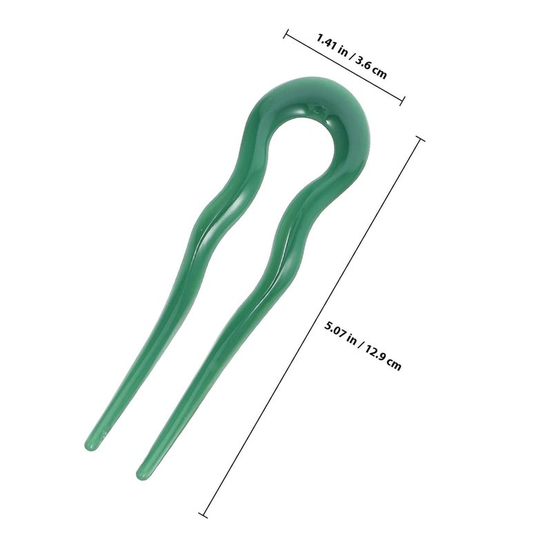 POPETPOP 3pcs Large U Shaped Hair Pins for Buns Chinese Style Hair Sticks Retro French Twist for Women with Jade Green Orange Yellow and Black Colors - Image 2