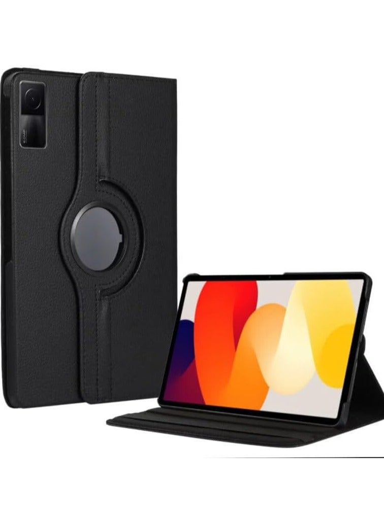 VKL Redmi Pad SE 11 inch 2023 Tablet case for Protector Pebbled Rotating 360 Solid Color Protective Case Holster (Black) - Image 1