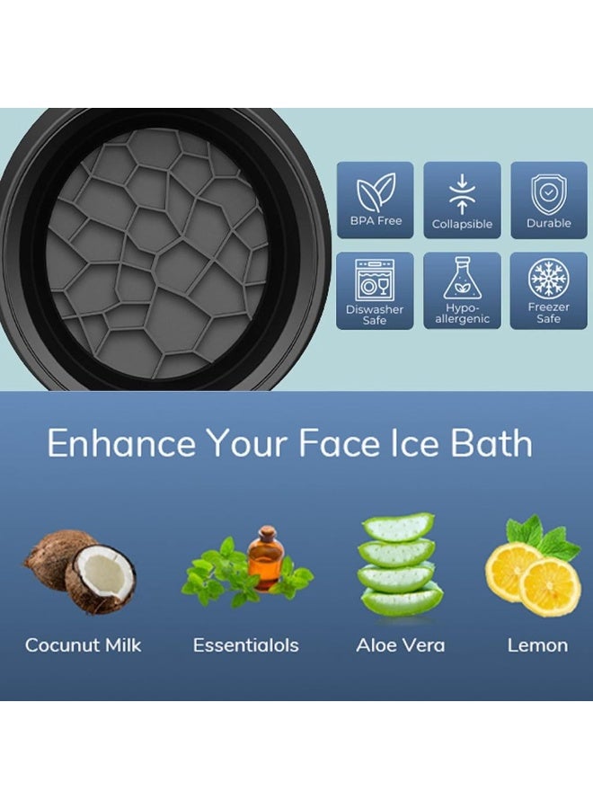 Ice Face Bowl With Built-In Icetray Quick Cooling Foldable And Hanging Design For Easy Stge And Carrying Dipping Face Ice Bath At Home And Travel(Black) - Image 5