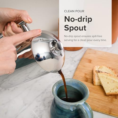 Frieling French Press Coffee Maker - 17 oz, Polished Stainless Steel - Double-Wall Insulated French Press & Cold Brew Pitcher for Camping & Travel - Manual Non-Plastic Coffee Maker - Image 5