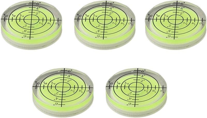 Fluorescent Yellow Green Round Bubble Level 32mm Acrylic for Precision Measuring 5pcs - Image 1