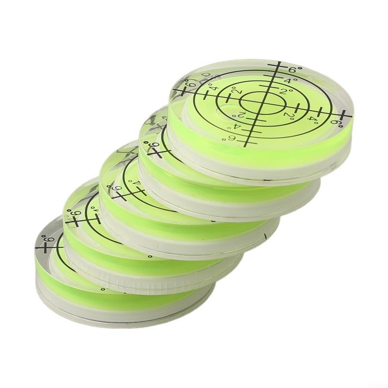 Fluorescent Yellow Green Round Bubble Level 32mm Acrylic for Precision Measuring 5pcs - Image 5