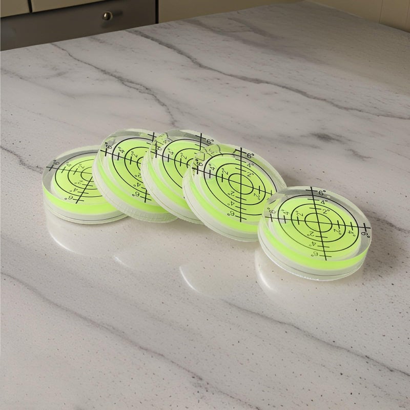Fluorescent Yellow Green Round Bubble Level 32mm Acrylic for Precision Measuring 5pcs - Image 4