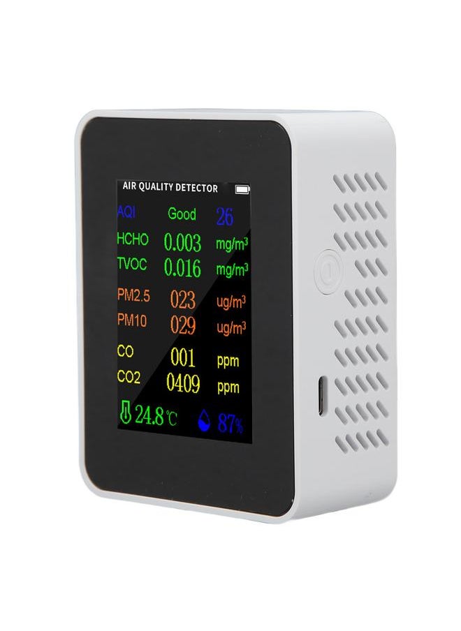 Thoraya Air Quality Monitor Carbon Dioxide Detector Accurate Tester for CO CO2 PM2.5 TVOC HCHO Temperature Humidity Alarm Mode White  - Image 4