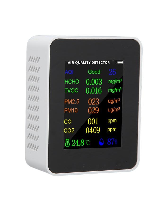 Thoraya Air Quality Monitor Carbon Dioxide Detector Accurate Tester for CO CO2 PM2.5 TVOC HCHO Temperature Humidity Alarm Mode White  - Image 3