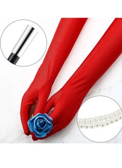 KASTWAVE 1920s Accessories for Women Costume Long Satin Gloves Fancy Dress Plastic Holder Pearl Necklace Set for Fancy Dress Women Cosplay Party  - Image 5