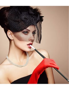 KASTWAVE 1920s Accessories for Women Costume Long Satin Gloves Fancy Dress Plastic Holder Pearl Necklace Set for Fancy Dress Women Cosplay Party  - Image 3