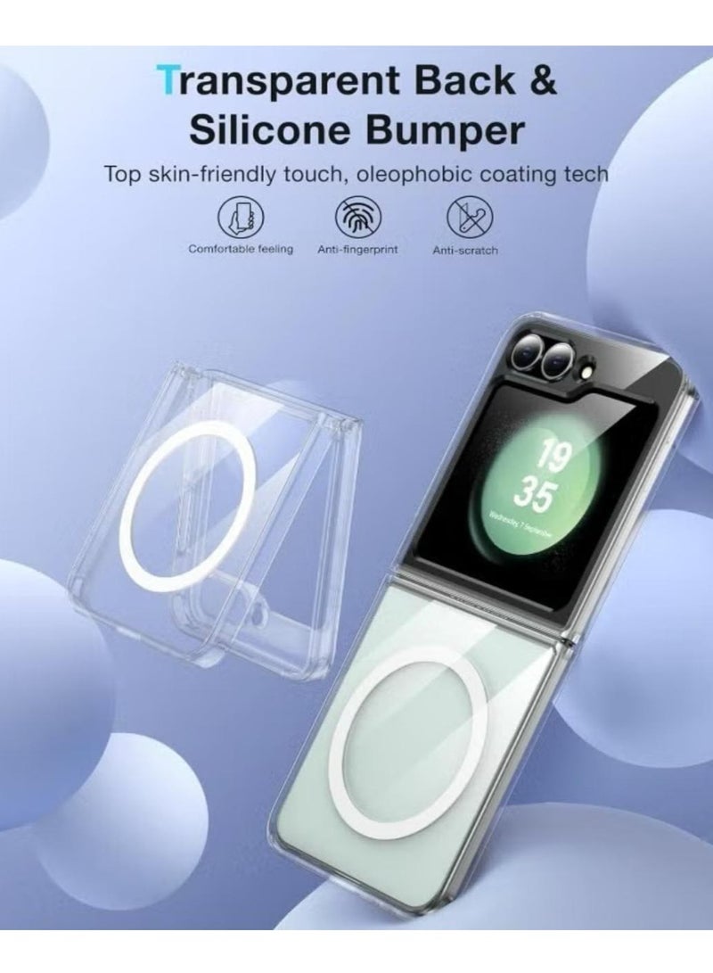 ماجنيتك جراب مغناطيسي لموبايل جالكسي (Samsung Galaxy Z FLIP 6) متوافق مع الشحن اللاسلكي ماج سيف، غطاء ممتص للصدمات مضاد للخدش (شفاف)، بولي يوريثين حراري - بي سي - Image 2