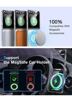 Magnetic Samsung Galaxy Z FLIP 6, Magnetic Case, Compatible with MagSafe Wireless Charging, Anti-Scratch Bumper Cover (Clear), TPU - PC  - Image 3