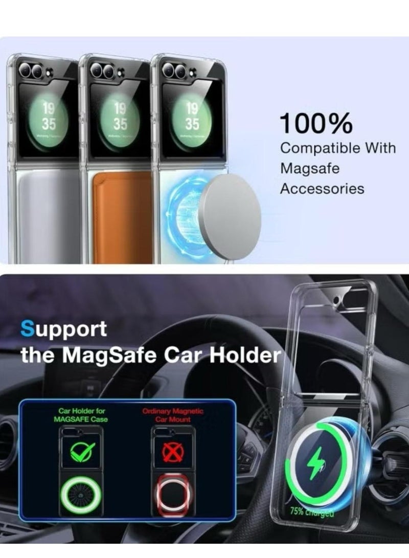 ماجنيتك جراب مغناطيسي لموبايل جالكسي (Samsung Galaxy Z FLIP 6) متوافق مع الشحن اللاسلكي ماج سيف، غطاء ممتص للصدمات مضاد للخدش (شفاف)، بولي يوريثين حراري - بي سي - Image 3