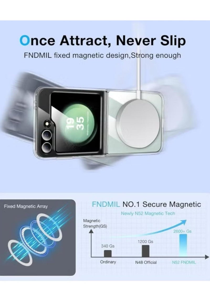 ماجنيتك جراب مغناطيسي لموبايل جالكسي (Samsung Galaxy Z FLIP 6) متوافق مع الشحن اللاسلكي ماج سيف، غطاء ممتص للصدمات مضاد للخدش (شفاف)، بولي يوريثين حراري - بي سي - Image 4