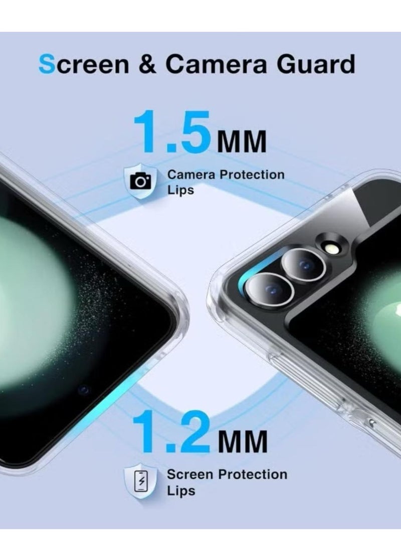 ماجنيتك جراب مغناطيسي لموبايل جالكسي (Samsung Galaxy Z FLIP 6) متوافق مع الشحن اللاسلكي ماج سيف، غطاء ممتص للصدمات مضاد للخدش (شفاف)، بولي يوريثين حراري - بي سي - Image 5