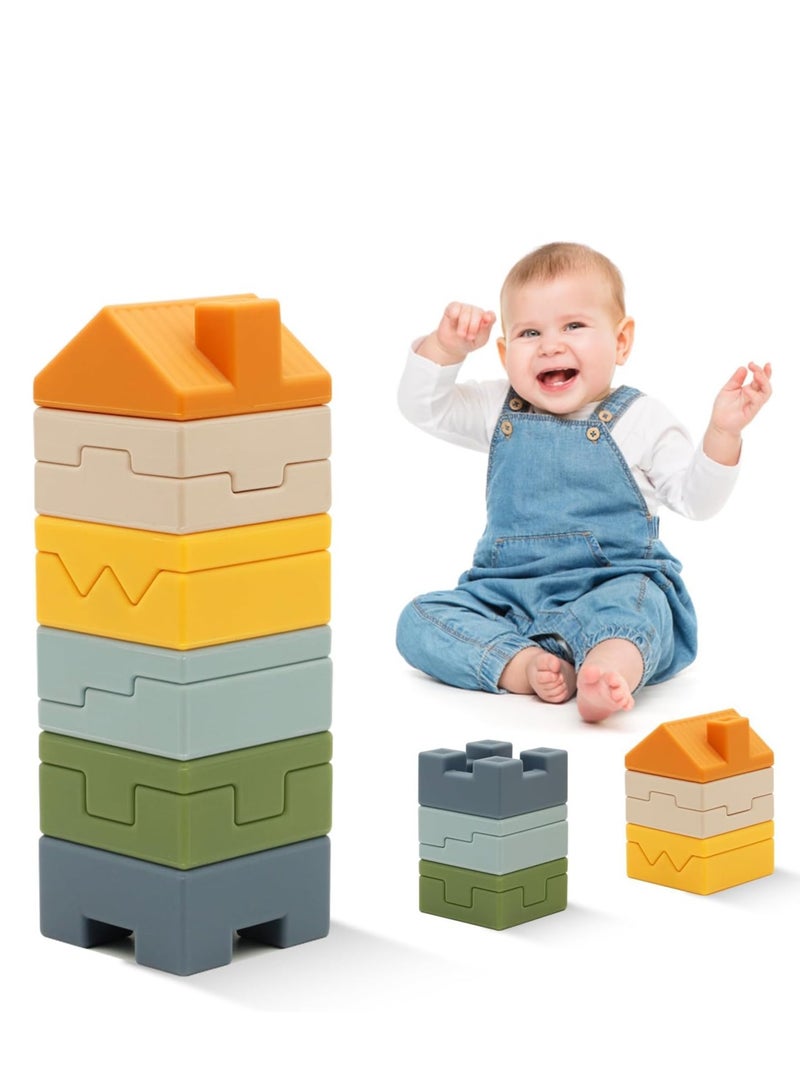 SYOSI Baby Blocks Soft Building Blocks, 10 PCS Stacking Blocks Montessori Sensory Squeeze Baby Teething Toys for Toddler Kids 6 12 18 Months, Ideal Gift for Baby Boys Girls Birthday - Image 1