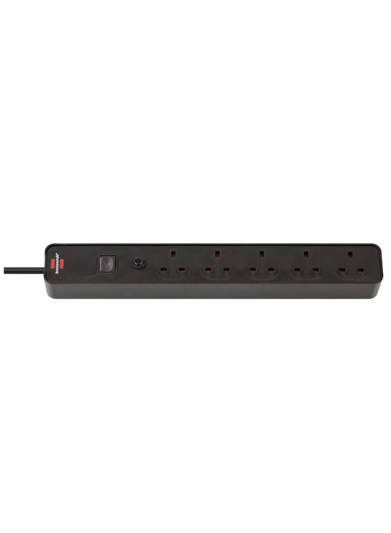 Brennenstuhl Ecolor, 5-Gang Extension Lead (Power Strip 5-Gang With Safety Fuse Button, Switch And 1.5 M Cable - 90° Angle Of Sockets) Black - Image 1