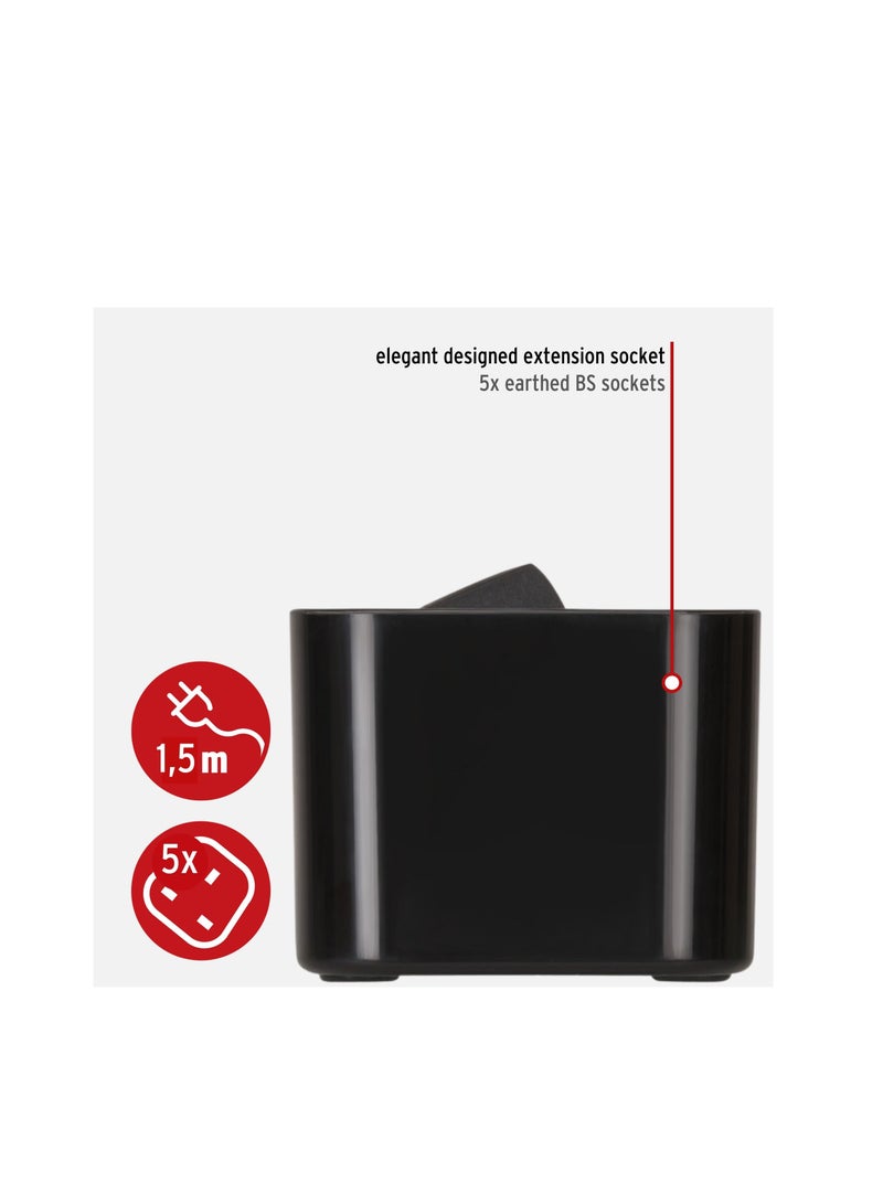 Brennenstuhl Ecolor, 5-Gang Extension Lead (Power Strip 5-Gang With Safety Fuse Button, Switch And 1.5 M Cable - 90° Angle Of Sockets) Black - Image 5
