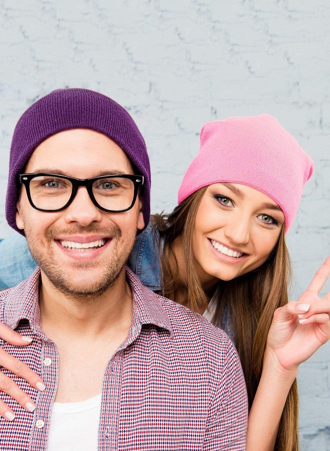 زانماي مجموعة زانماي من 12 قبعة شتوية صغيرة محبوكة دافئة ذات حافة مطوية للرجال والنساء (متعددة الألوان) - Image 5