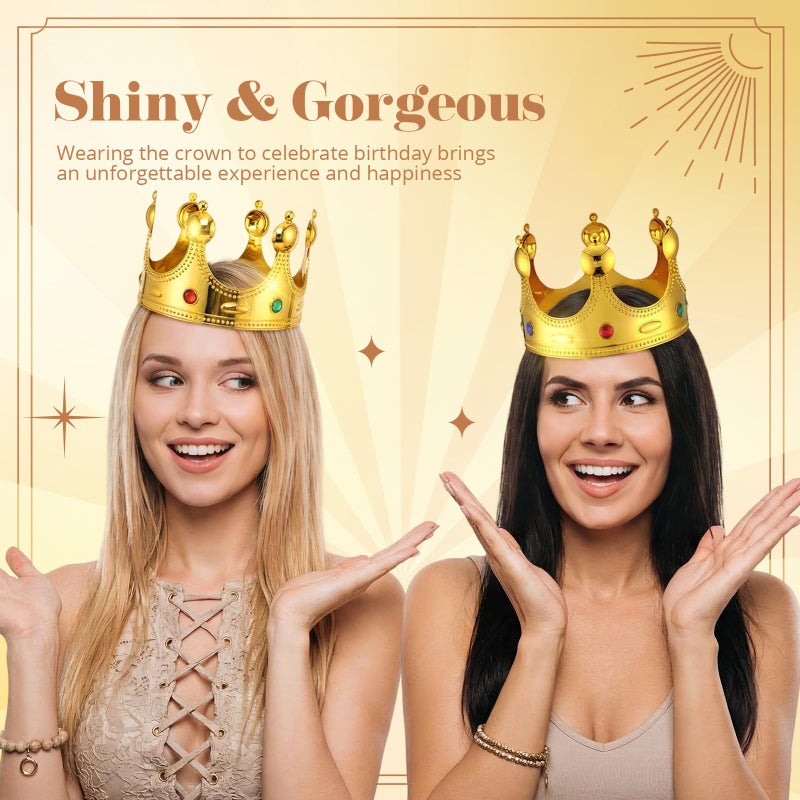 Quelay 12 Pcs King Crown Gold Adjustable Royal Prince Jeweled Crown Medieval for Party Birthday Royal Costume Fun Cosplay(Classic) - Image 4
