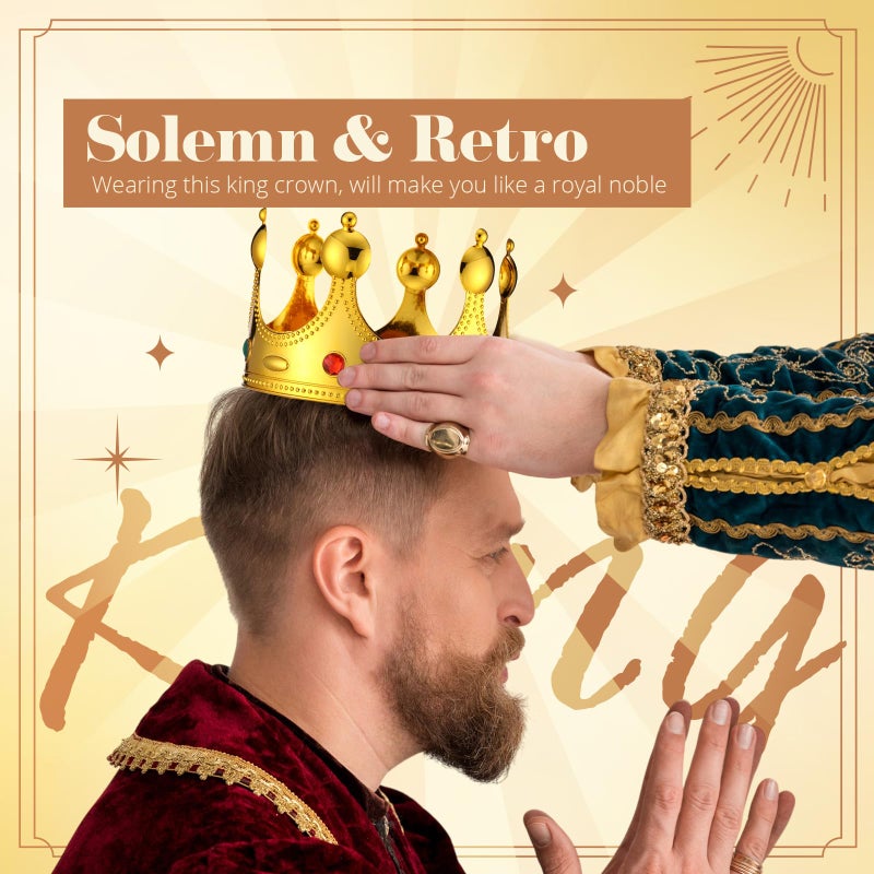 Quelay 12 Pcs King Crown Gold Adjustable Royal Prince Jeweled Crown Medieval for Party Birthday Royal Costume Fun Cosplay(Classic) - Image 5