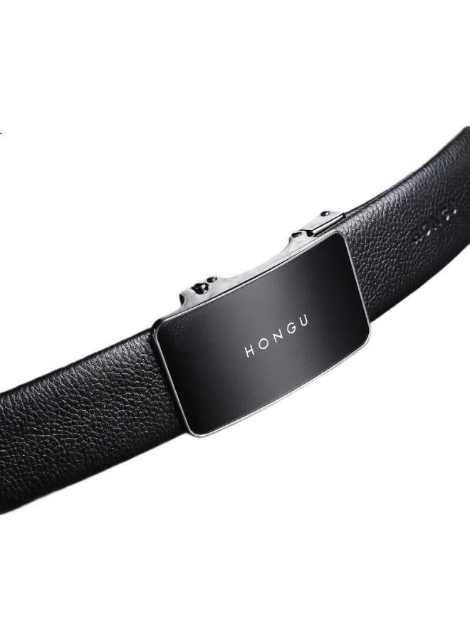 Hongu Red Gumi Leather Belt For Men, Top-Grain Cowhide, Casual Business Automatic Buckle Trouser Belt Gift Box, Qixi Gift For Boyfriend - Image 3