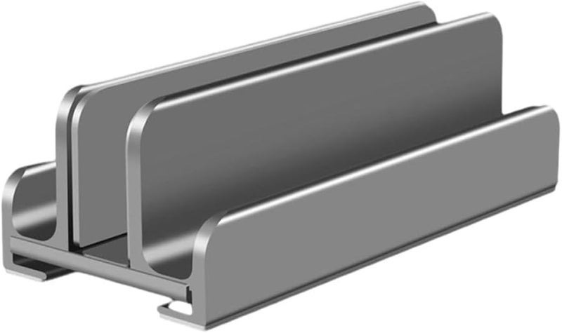 Three Slot Adjustable Vertical Laptop Stand with Desktop Base Portable Gray Holder - Image 1
