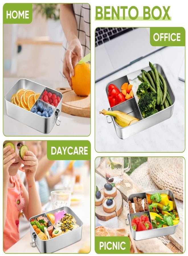 تيم فار علبة طعام بينتو من الفولاذ المقاوم للصدأ من تيم فار، سعة 850 مل/28 أونصة، علبة غداء بينتو معدنية للبالغين والأطفال، للاستخدام في المنزل/المكتب/المدرسة/السفر، 3 أقسام للوجبات والفواكه والوجبات الخفيفة، مانعة للانسكاب وآمنة للغسل في غسالة الأطباق - Image 5
