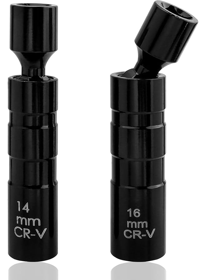 Oasisgalore 2Pcs 14Mm & 16Mm Magnetic Spark Plug Socket Set, 12-Point Universal Joint Spark Plug Wrench 3/8 Inch Drive Thin Wall Swivel Spark Plug Socket Removal Tool - Image 2