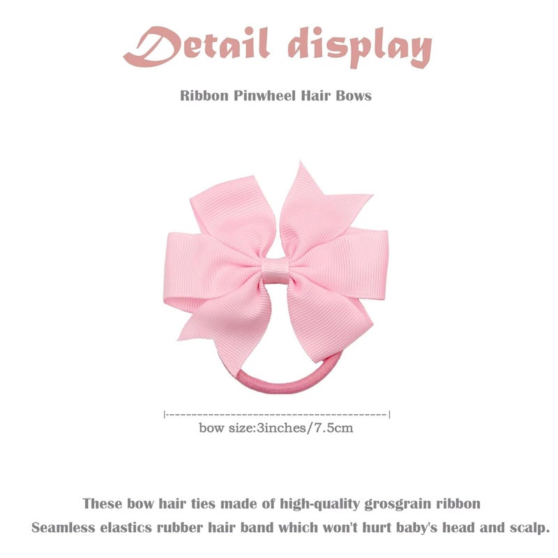 CellElection 40Pcs Baby Girls 3'' Boutique Grosgrain Ribbon Hair Bows Elastic Hair Ties Ponytail Holder Hair Bands in Pairs for Girls Toddlers Kids Children Teens - Image 3
