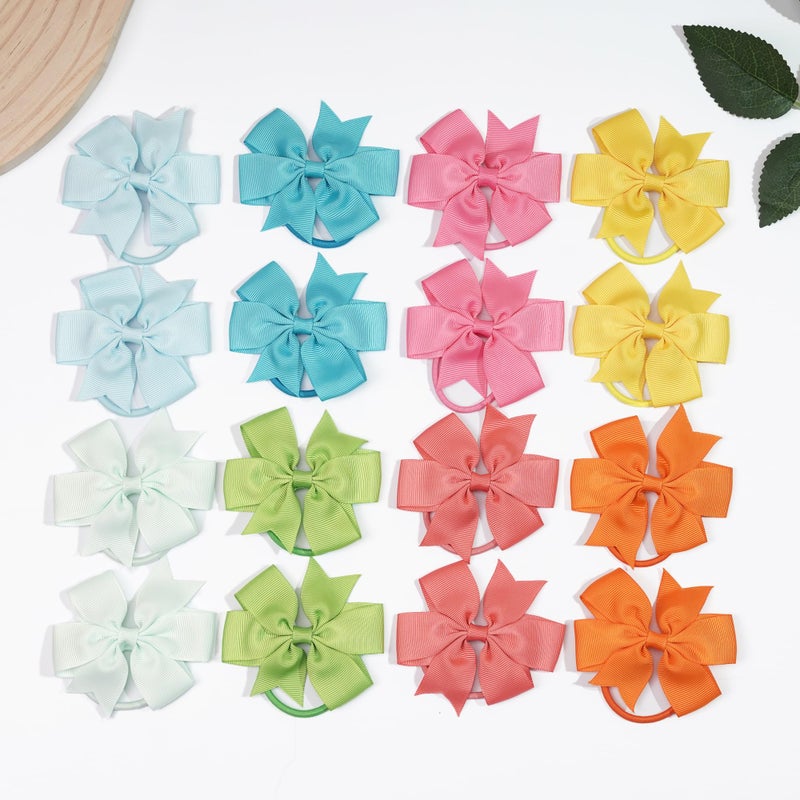 CellElection 40Pcs Baby Girls 3'' Boutique Grosgrain Ribbon Hair Bows Elastic Hair Ties Ponytail Holder Hair Bands in Pairs for Girls Toddlers Kids Children Teens - Image 5