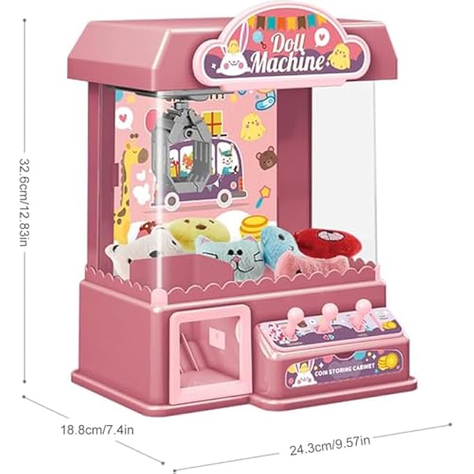 MINI CLAW MACHINE, DIY DOLL MACHINE FOR KIDS, ELECTRONIC ARCADE GAME INDOOR TOY WITH MUSIC FOR HOME PARTY CHRISTMAS BIRTHDAY GIFTS TOYS(PINK) - Image 4