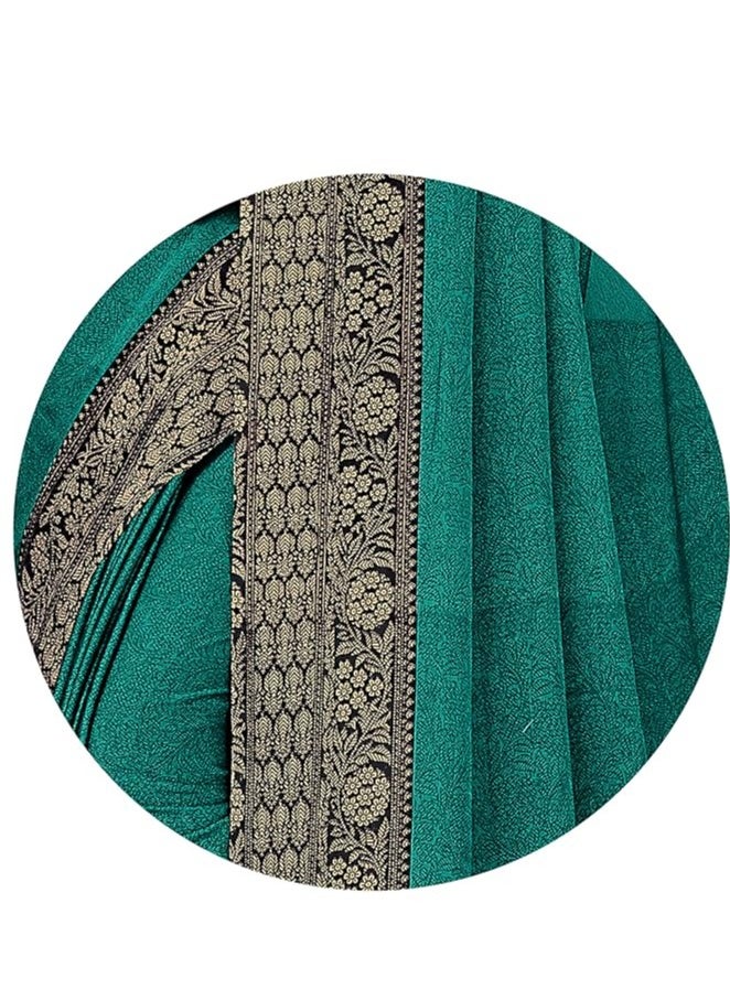Accessorize Kingdom - Women's Plain Weave Chiffon Geometric Printed Saree with Blouse Piece - Image 1