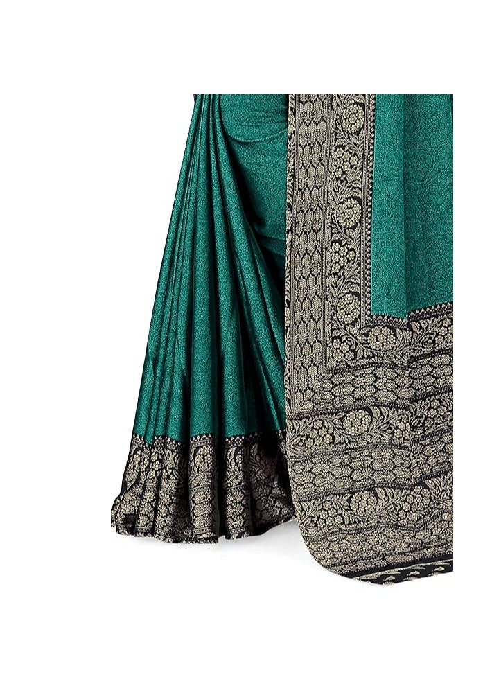 Accessorize Kingdom - Women's Plain Weave Chiffon Geometric Printed Saree with Blouse Piece - Image 1