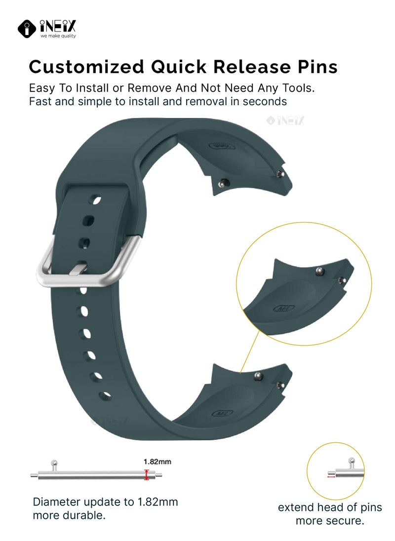 INEIX Silicone Replacement Strap For Samsung Galaxy Watch 4 40/44 mm Dark Green  - Image 3