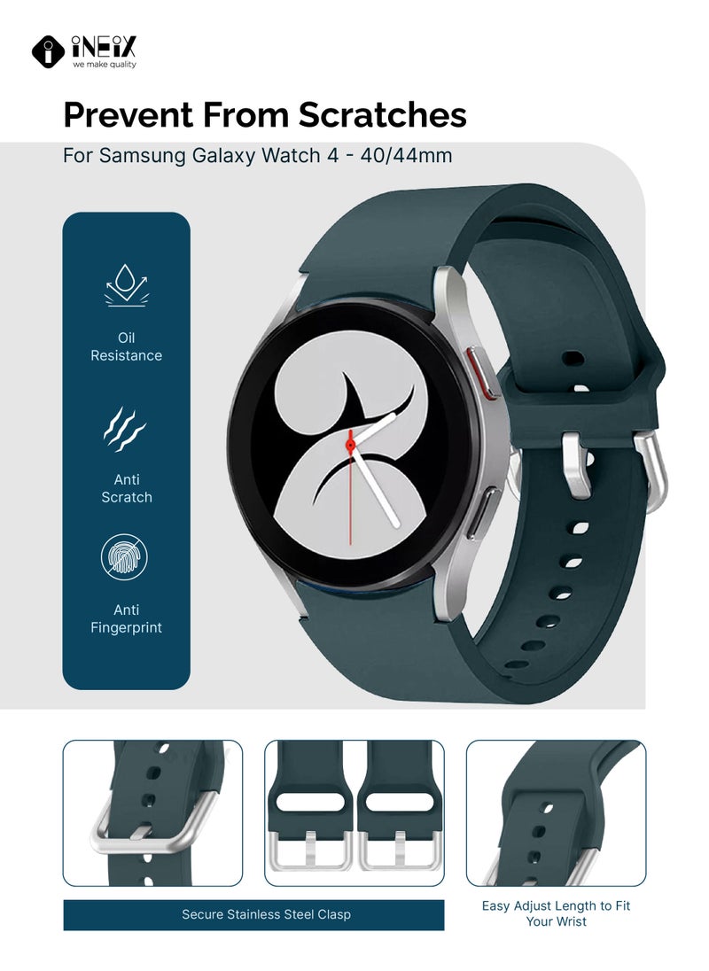 INEIX Silicone Replacement Strap For Samsung Galaxy Watch 4 40/44 mm Dark Green  - Image 2