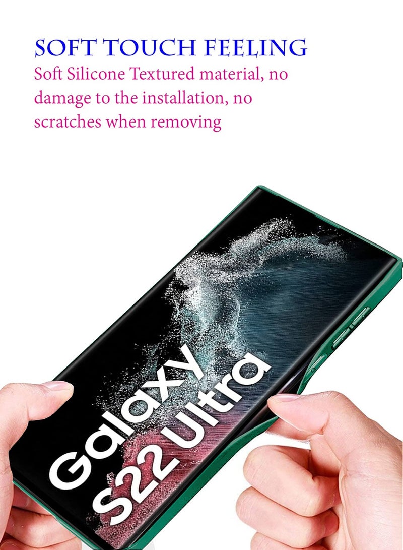 Liquid Silicone With Raised Camera Lips Card Holder Case Cover For Samsung Galaxy S22 Ultra 5G 2022 Dark Green