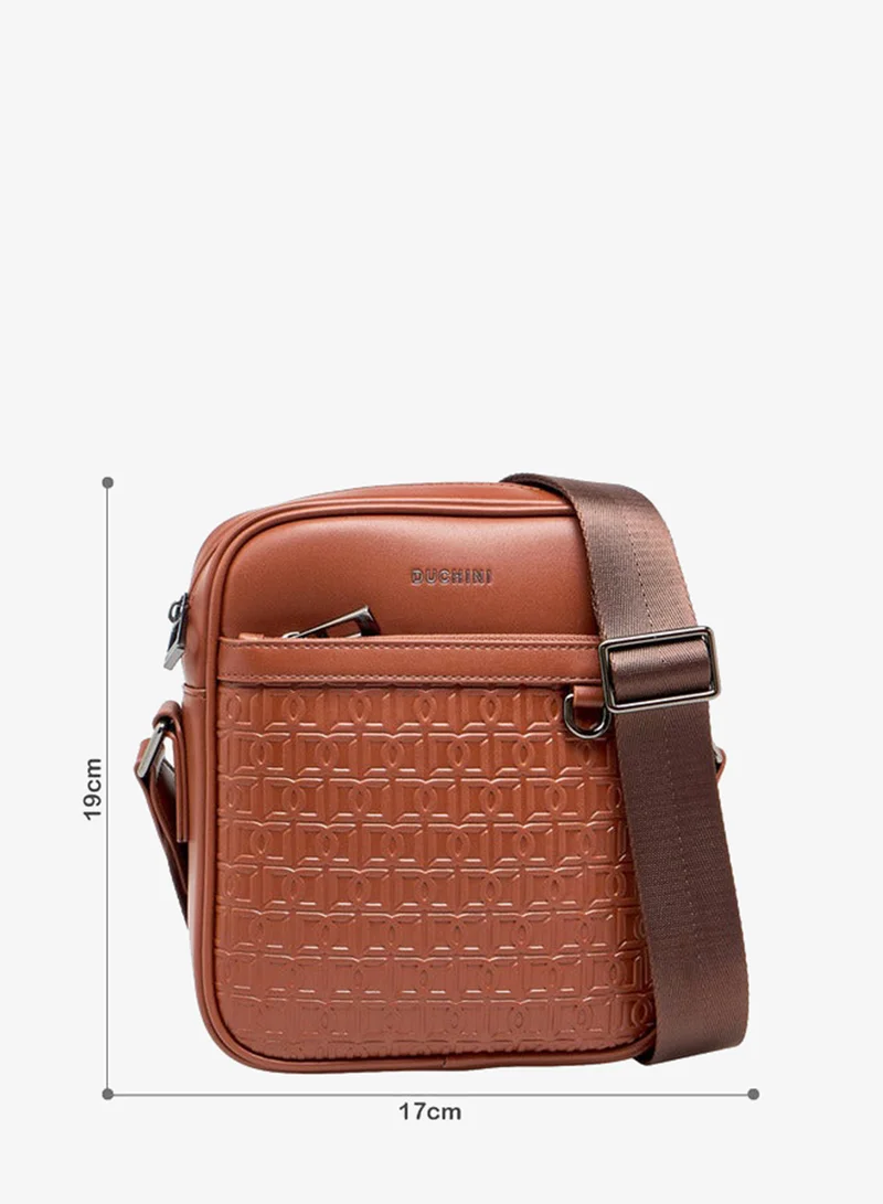 DUCHINI Men Monogram Textured Crossbody Bag