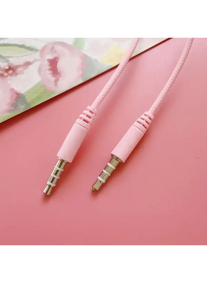 Wired Headphones with Microphone Volume Control 3 5mm Jack A37 Pink Color - Image 5