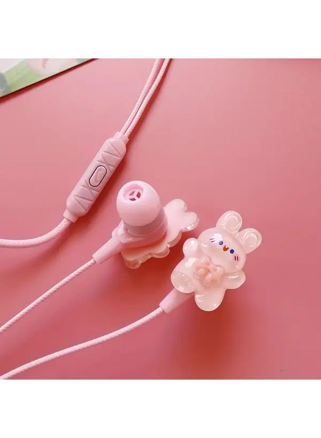 Wired Headphones with Microphone Volume Control 3 5mm Jack A37 Pink Color - Image 2