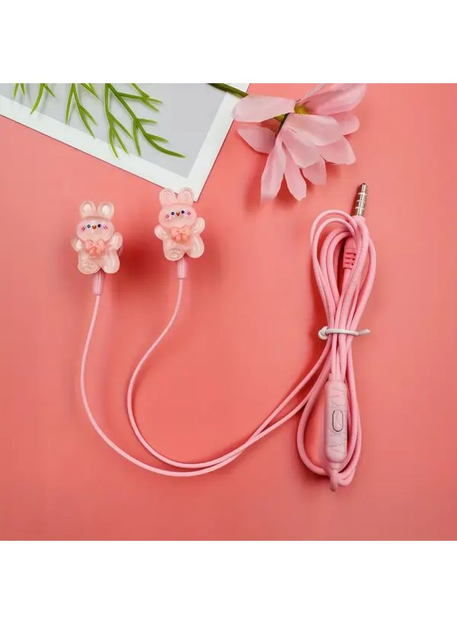 Wired Headphones with Microphone Volume Control 3 5mm Jack A37 Pink Color - Image 1
