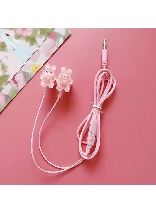Wired Headphones with Microphone Volume Control 3 5mm Jack A37 Pink Color - Image 3